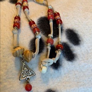 24” Buffalo skin coral wood necklace